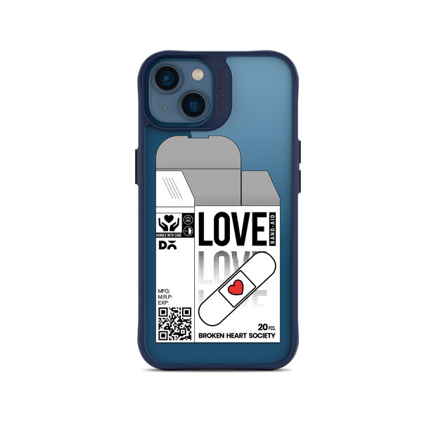 

DailyObjects Love Band-Aid Blue Hybrid Clear Case Cover For iPhone 14 Plus