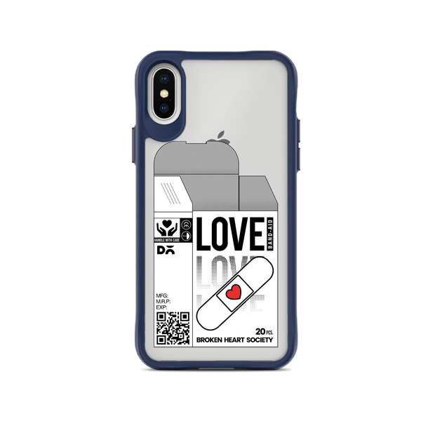 

DailyObjects Love Band-Aid Blue Hybrid Clear Case Cover For iPhone XS