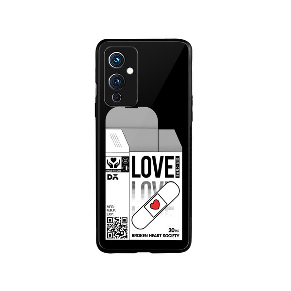 DailyObjects Love Band-Aid Glass Case Cover For OnePlus 9