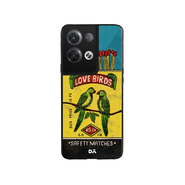 

DailyObjects Love Birds Matchbox Glass Case Cover For Oppo Reno 8