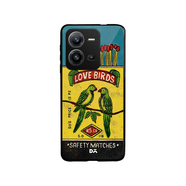 

DailyObjects Love Birds Matchbox Glass Case Cover For Vivo V25