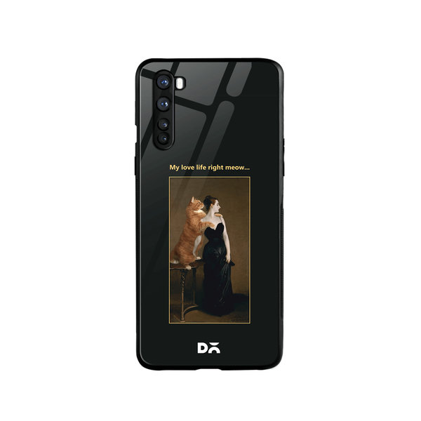 

DailyObjects Love Life Meow Glass Case Cover For OnePlus Nord
