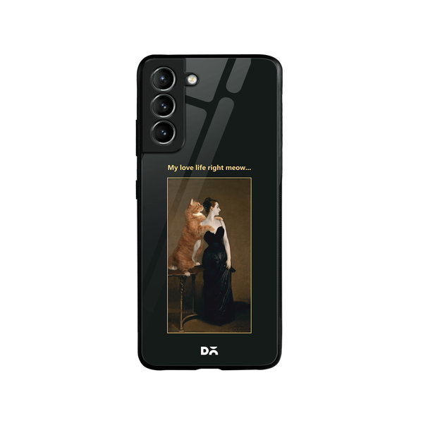 

DailyObjects Love Life Meow Glass Case Cover For Samsung Galaxy S21