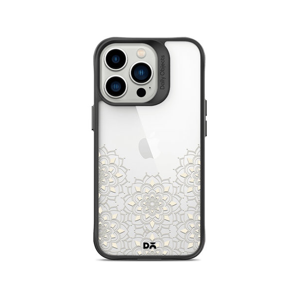 

DailyObjects Mandala Flake Off White Black Hybrid Clear Case Cover For iPhone 13 Pro