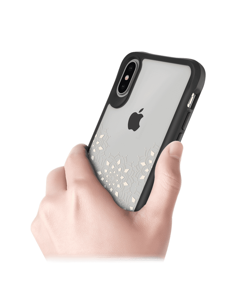 DailyObjects Mandala Flake Off White Black Hybrid Clear Case Cover For iPhone XS Max Black Iphone Xs Max Covers Cases Online in India