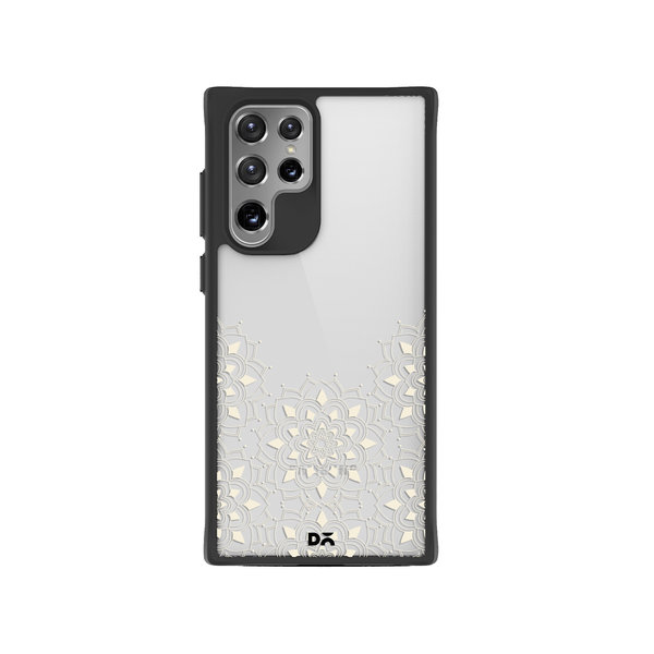

DailyObjects Mandala Flake Off White Black Hybrid Clear Case Cover For Samsung Galaxy S22 Ultra
