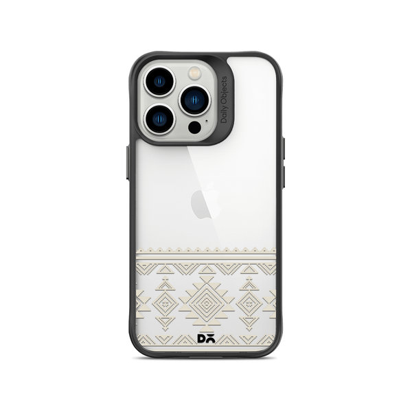 

DailyObjects Mandala Tattoo Off White Black Hybrid Clear Case Cover For iPhone 14 Pro