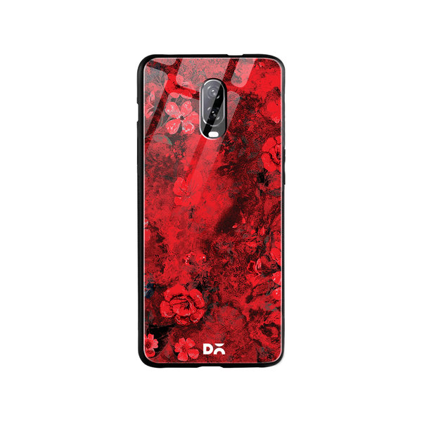 

DailyObjects Maroon Marble Flowers Glass Case Cover For OnePlus 7