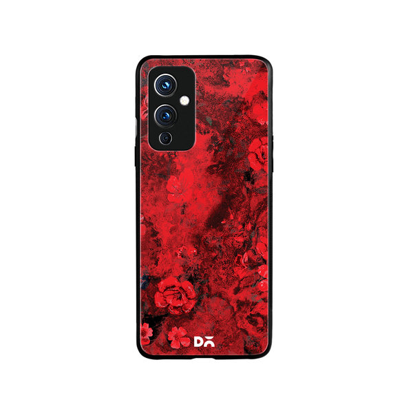 

DailyObjects Maroon Marble Flowers Glass Case Cover For OnePlus 9