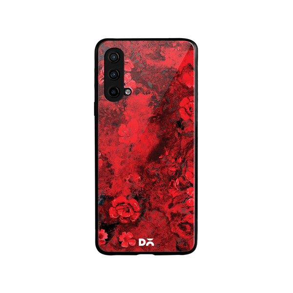 

DailyObjects Maroon Marble Flowers Glass Case Cover For OnePlus Nord CE