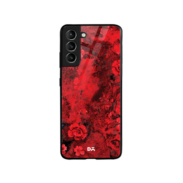 

DailyObjects Maroon Marble Flowers Glass Case Cover For Samsung Galaxy S21 FE