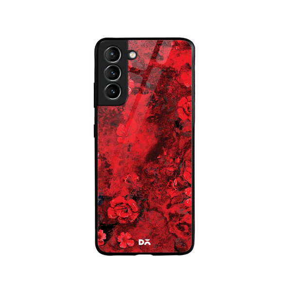 

DailyObjects Maroon Marble Flowers Glass Case Cover For Samsung Galaxy S21