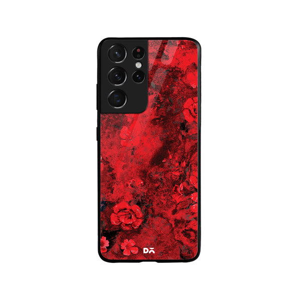 

DailyObjects Maroon Marble Flowers Glass Case Cover For Samsung Galaxy S21 Ultra