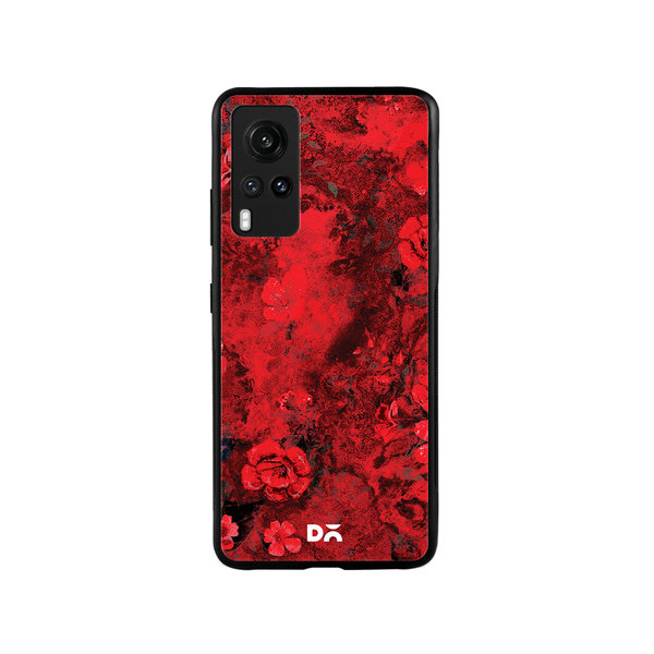 

DailyObjects Maroon Marble Flowers Glass Case Cover For Vivo X60