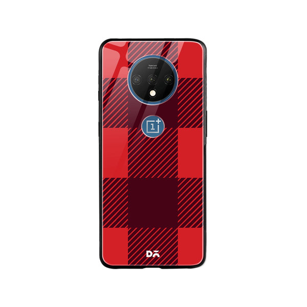 

DailyObjects Maroon Monochrome Checks Glass Case Cover For OnePlus 7T