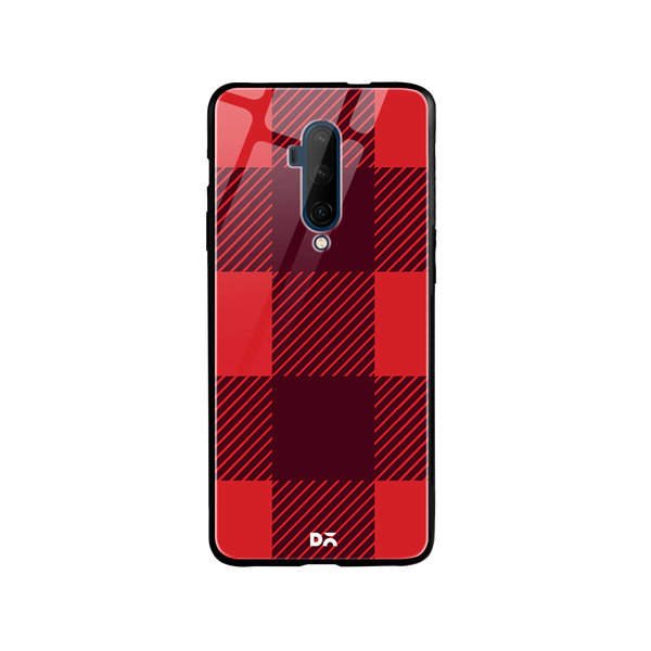

DailyObjects Maroon Monochrome Checks Glass Case Cover For OnePlus 7T Pro