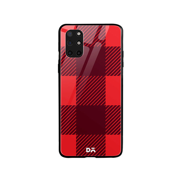 

DailyObjects Maroon Monochrome Checks Glass Case Cover For OnePlus 8T