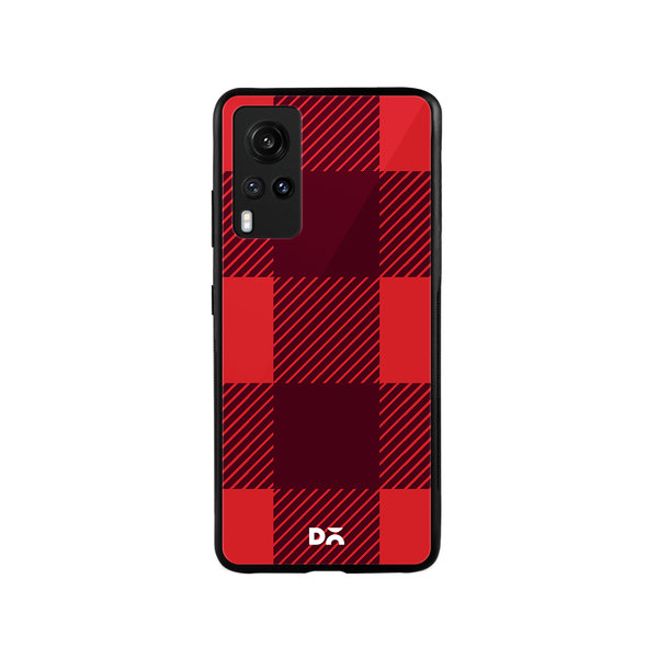 

DailyObjects Maroon Monochrome Checks Glass Case Cover For Vivo X60