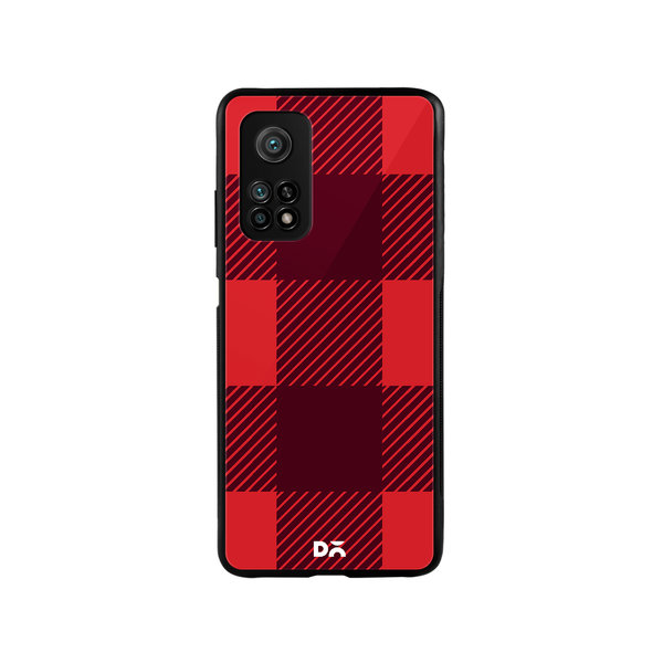 

DailyObjects Maroon Monochrome Checks Glass Case Cover For Xiaomi Mi 10T