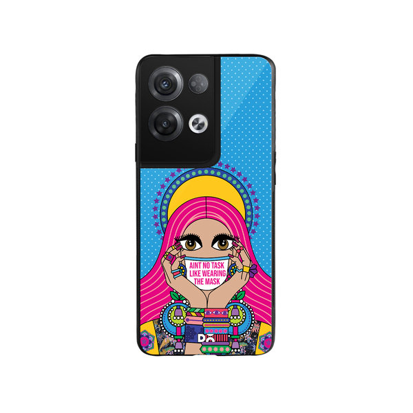 DailyObjects Mask-Up Millennial Glass Case Cover For Oppo Reno 8