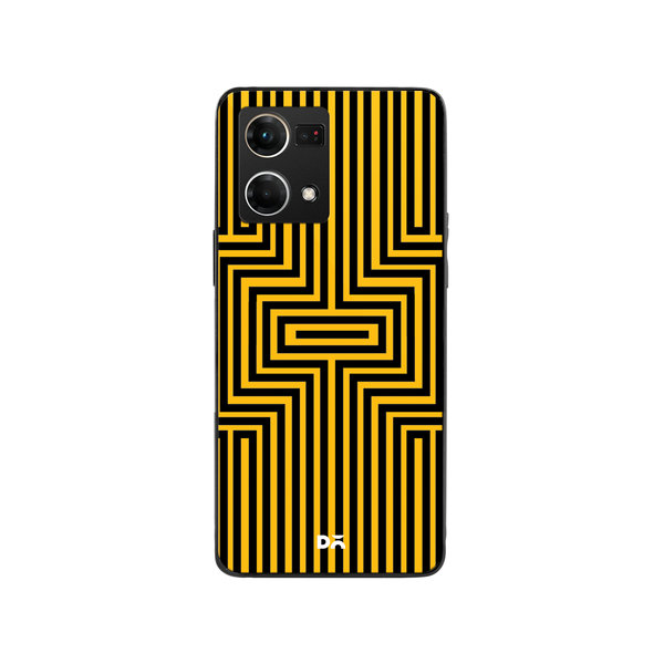 

DailyObjects Maze Ochre Glass Case Cover For Oppo F21 Pro