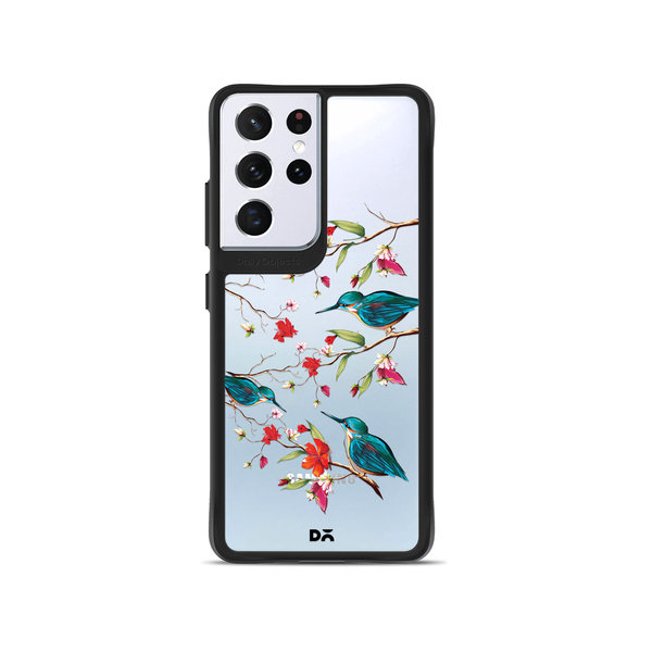 

DailyObjects Melody Birds Black Hybrid Clear Case Cover For Samsung Galaxy S21 Ultra