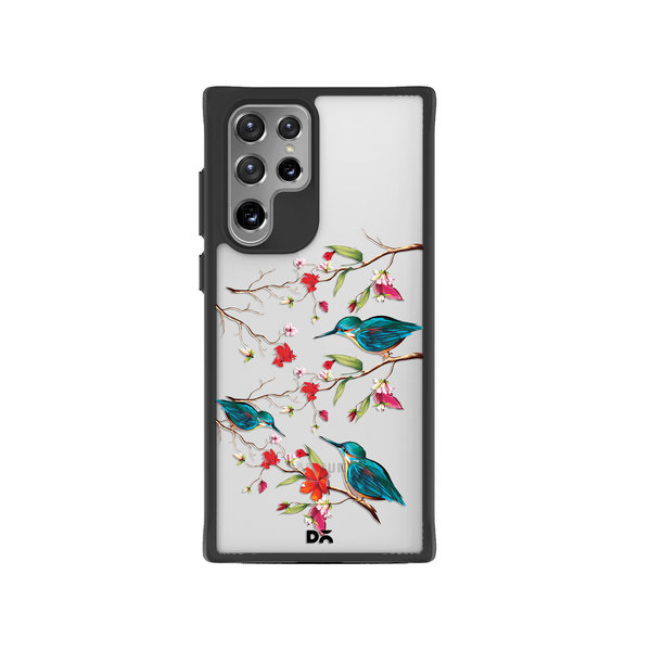 

DailyObjects Melody Birds Black Hybrid Clear Case Cover For Samsung Galaxy S22 Ultra