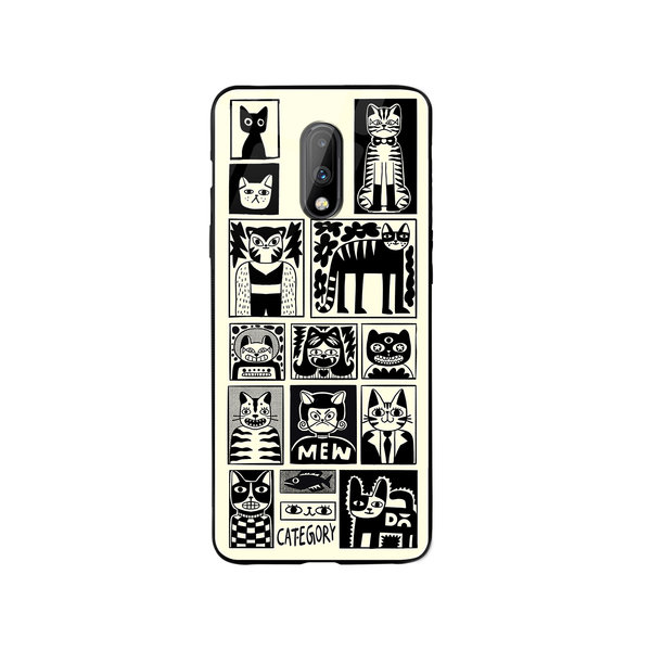DailyObjects Mew Men Glass Case Cover For OnePlus 7