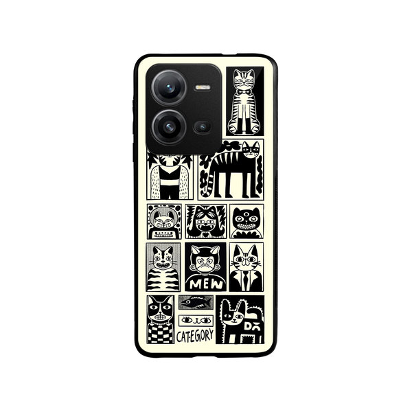 

DailyObjects Mew Men Glass Case Cover For Vivo V25