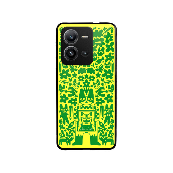 

DailyObjects Mew Sketch Glass Case Cover For Vivo V25