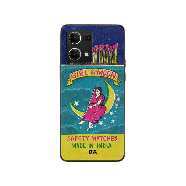 

DailyObjects Moon Girl Matchbox Glass Case Cover For Oppo Reno 7