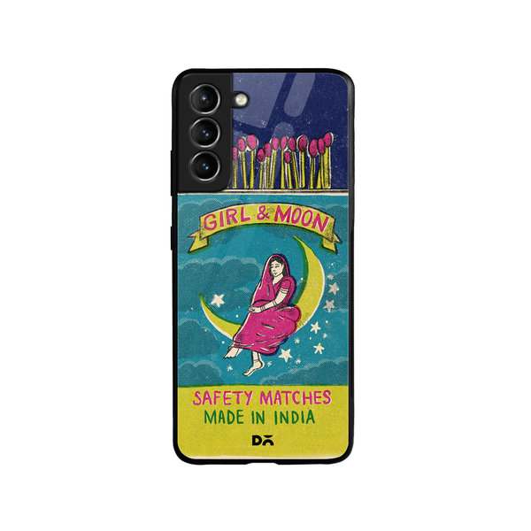 

DailyObjects Moon Girl Matchbox Glass Case Cover For Samsung Galaxy S21 Plus