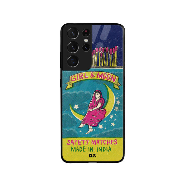 

DailyObjects Moon Girl Matchbox Glass Case Cover For Samsung Galaxy S21 Ultra