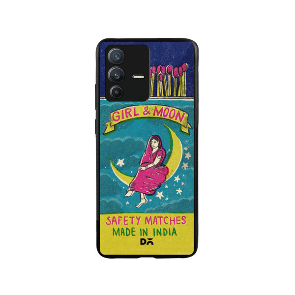 

DailyObjects Moon Girl Matchbox Glass Case Cover For Vivo V23 Pro