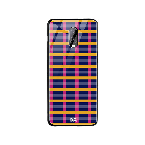 

DailyObjects Navy Multi-Rows Glass Case Cover For OnePlus 7