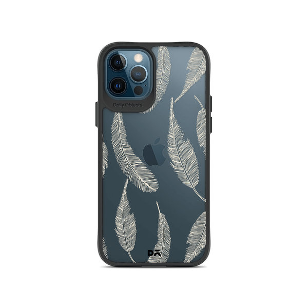 

DailyObjects Off White Feathers Black Hybrid Clear Case Cover For iPhone 12 Pro