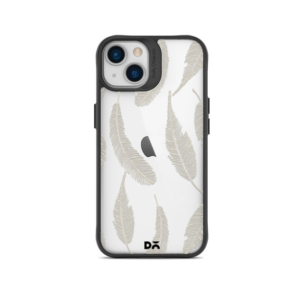 

DailyObjects Off White Feathers Black Hybrid Clear Case Cover For iPhone 15