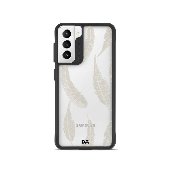 

DailyObjects Off White Feathers Black Hybrid Clear Case Cover For Samsung Galaxy S22 Plus