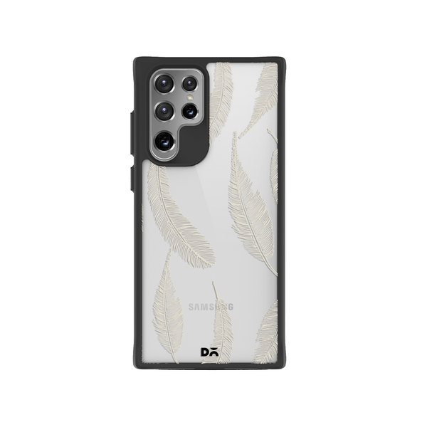 

DailyObjects Off White Feathers Black Hybrid Clear Case Cover For Samsung Galaxy S22 Ultra
