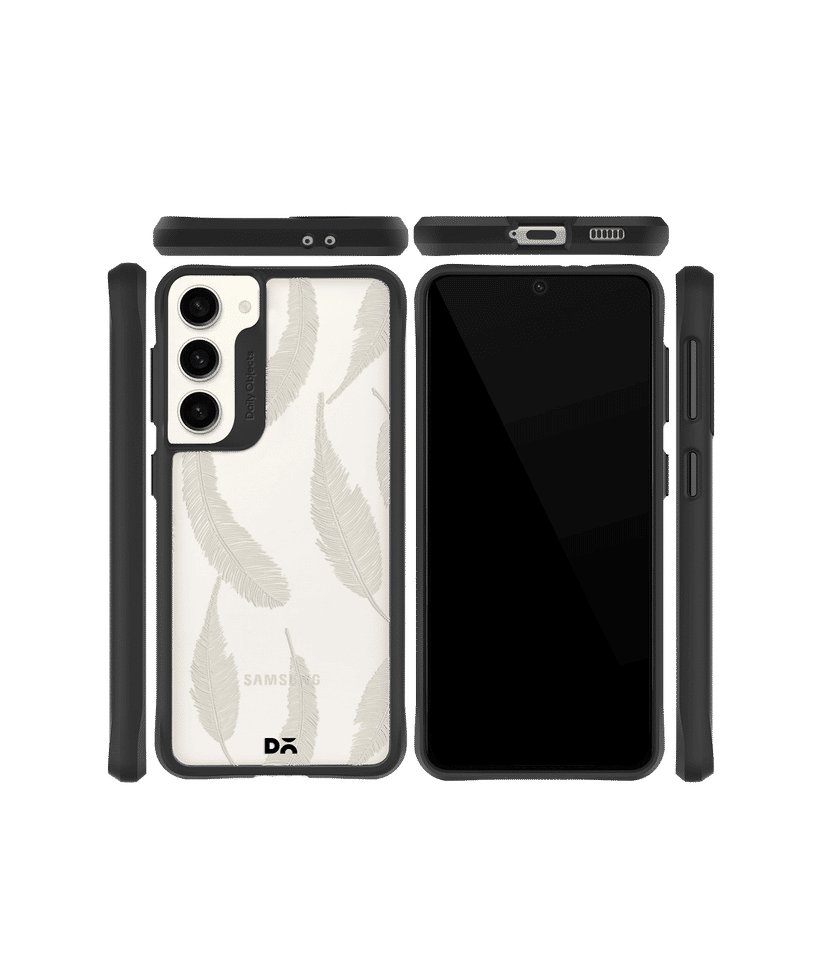 DailyObjects Off White Feathers Black Hybrid Clear Case Cover For