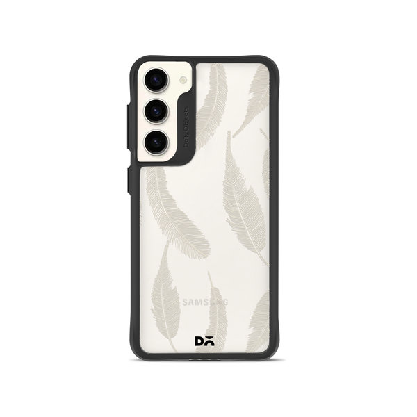

DailyObjects Off White Feathers Black Hybrid Clear Case Cover For Samsung Galaxy S23 Plus