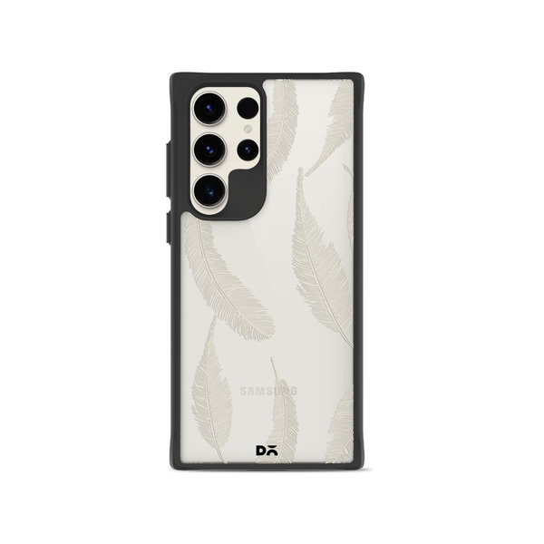 

DailyObjects Off White Feathers Black Hybrid Clear Case Cover For Samsung Galaxy S23 Ultra