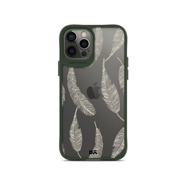 

DailyObjects Off White Feathers Green Hybrid Clear Case Cover For iPhone 12 Pro Max