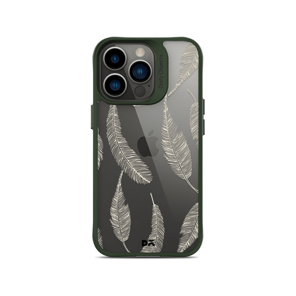 

DailyObjects Off White Feathers Green Hybrid Clear Case Cover For iPhone 13 Pro Max