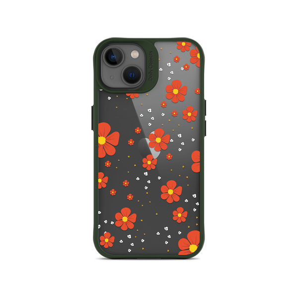 

DailyObjects Orange Cosmos Green Hybrid Clear Case Cover For iPhone 13 Mini