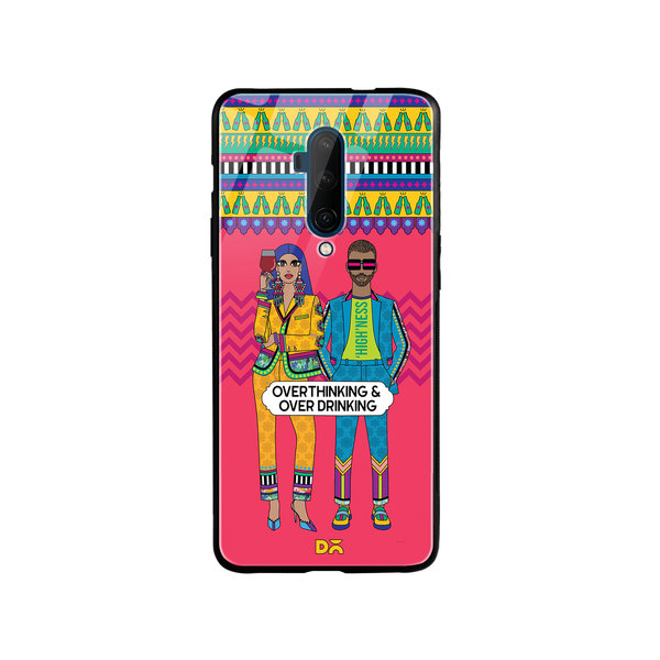 

DailyObjects Overthinking & Overdrinking Glass Case Cover For OnePlus 7T Pro
