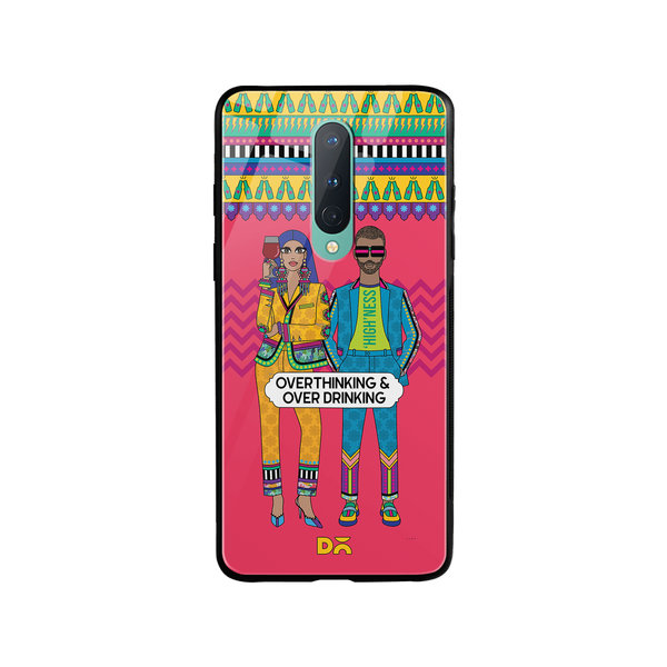 DailyObjects Overthinking & Overdrinking Glass Case Cover For OnePlus 8