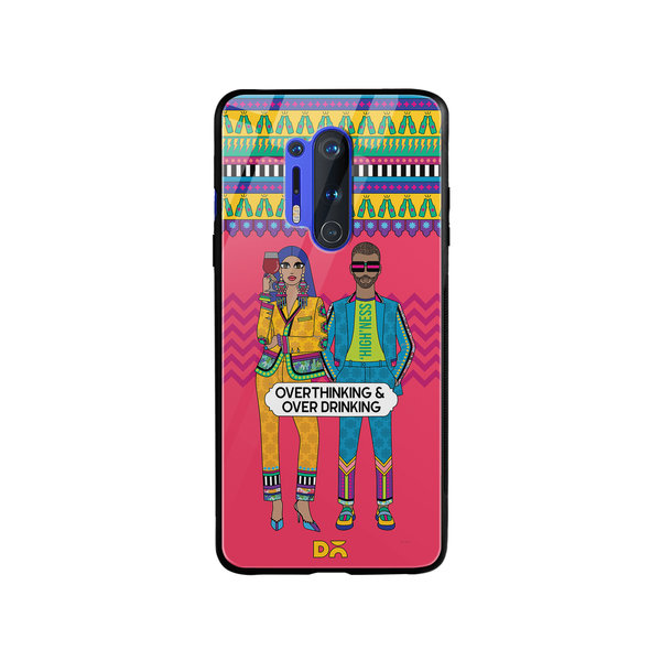 DailyObjects Overthinking & Overdrinking Glass Case Cover For OnePlus 8 Pro