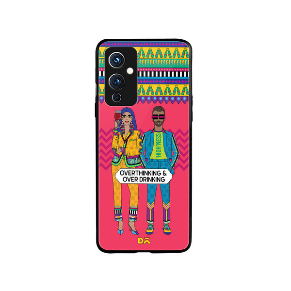 

DailyObjects Overthinking & Overdrinking Glass Case Cover For OnePlus 9