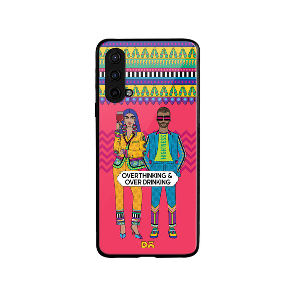 

DailyObjects Overthinking & Overdrinking Glass Case Cover For OnePlus Nord CE